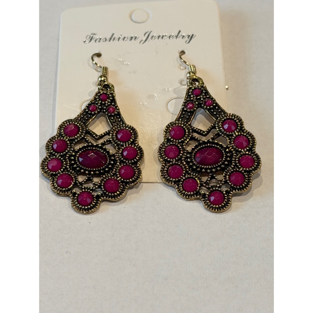 Women's Set of 3 Pairs Pierced Earrings Boho Ethnic Colorful Unique Bohemian NEW